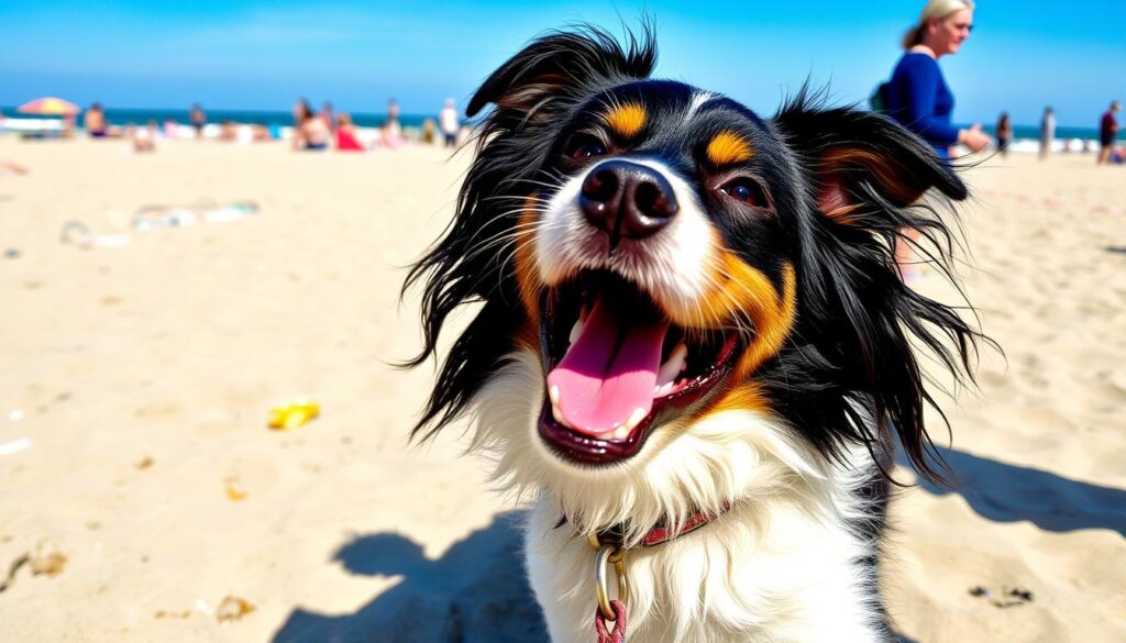 Image of a dog at Montrose Dog Beach in Chicago, Illinois