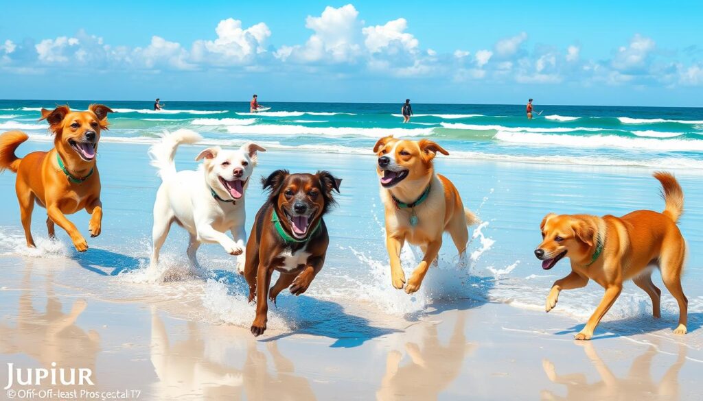 Image of dogs playing at Jupiter Off-Leash Dog Beach