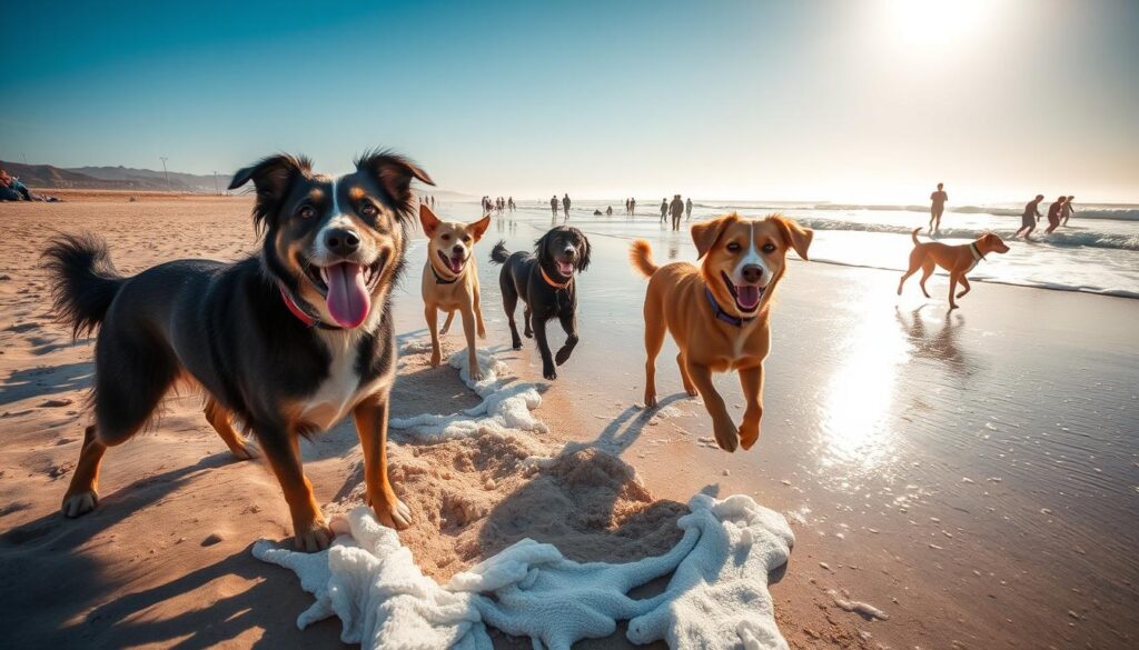 Image of dogs playing at Original Dog Beach in San Diego