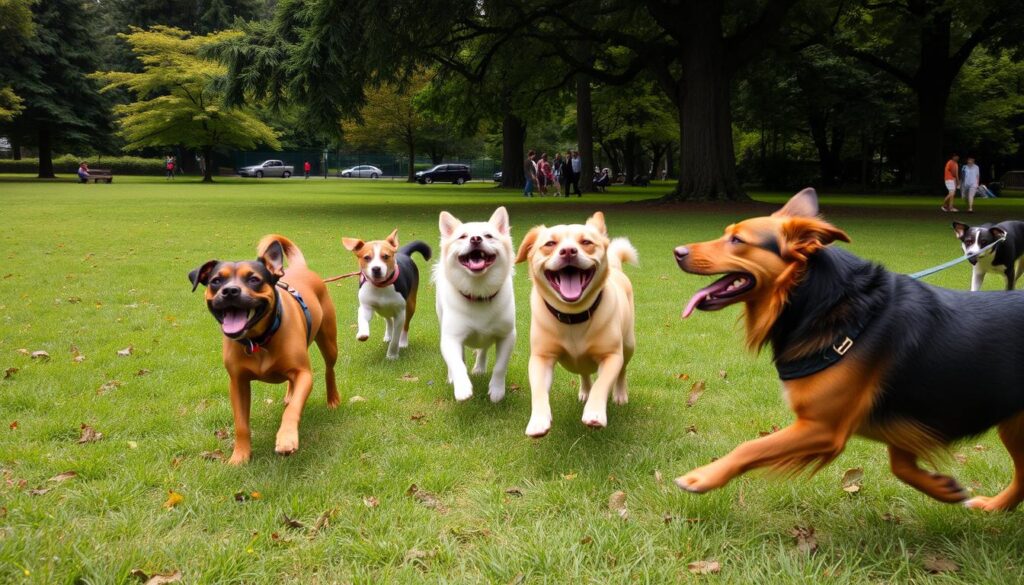 Image of dogs playing off-leash in Portland, Oregon